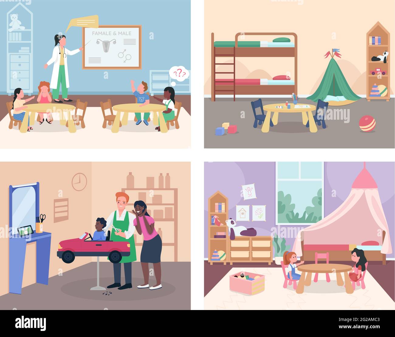 Childcare flat color vector illustration set Stock Vector Image & Art ...