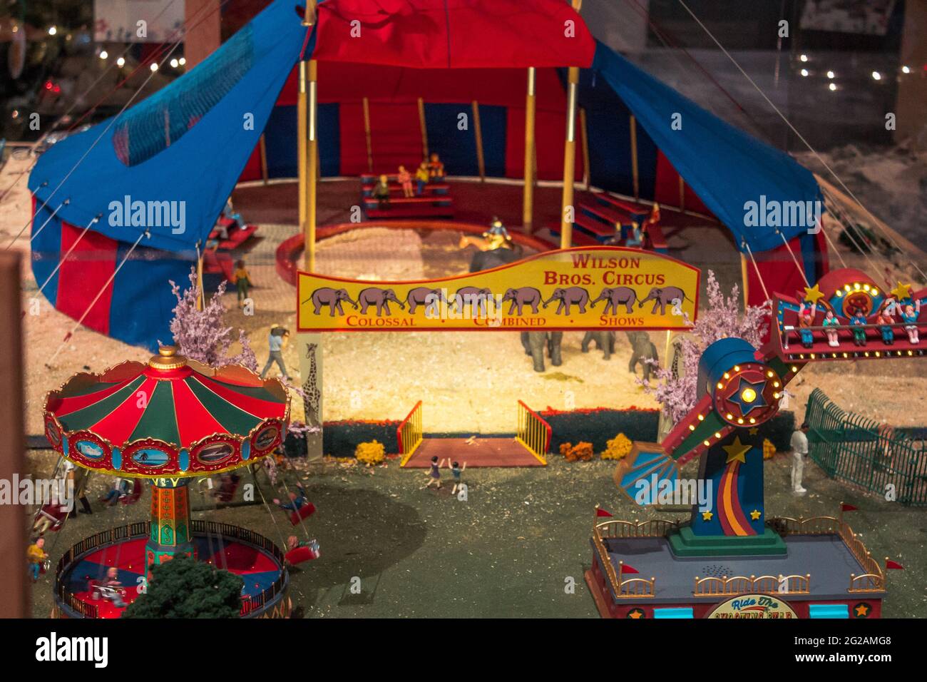 Circus tent in a model train set Stock Photo