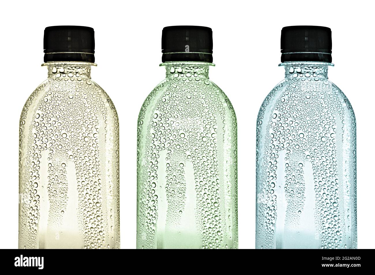 Plastic bottle with water drops Stock Photo