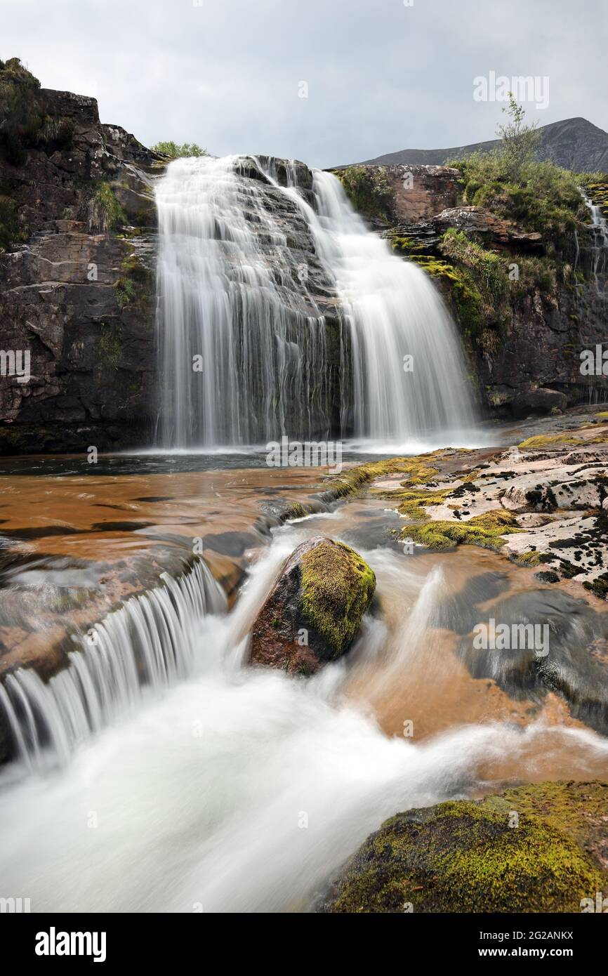 The Ardessie Falls near Dundonnell, NW Highlands, Scotland, UK Stock