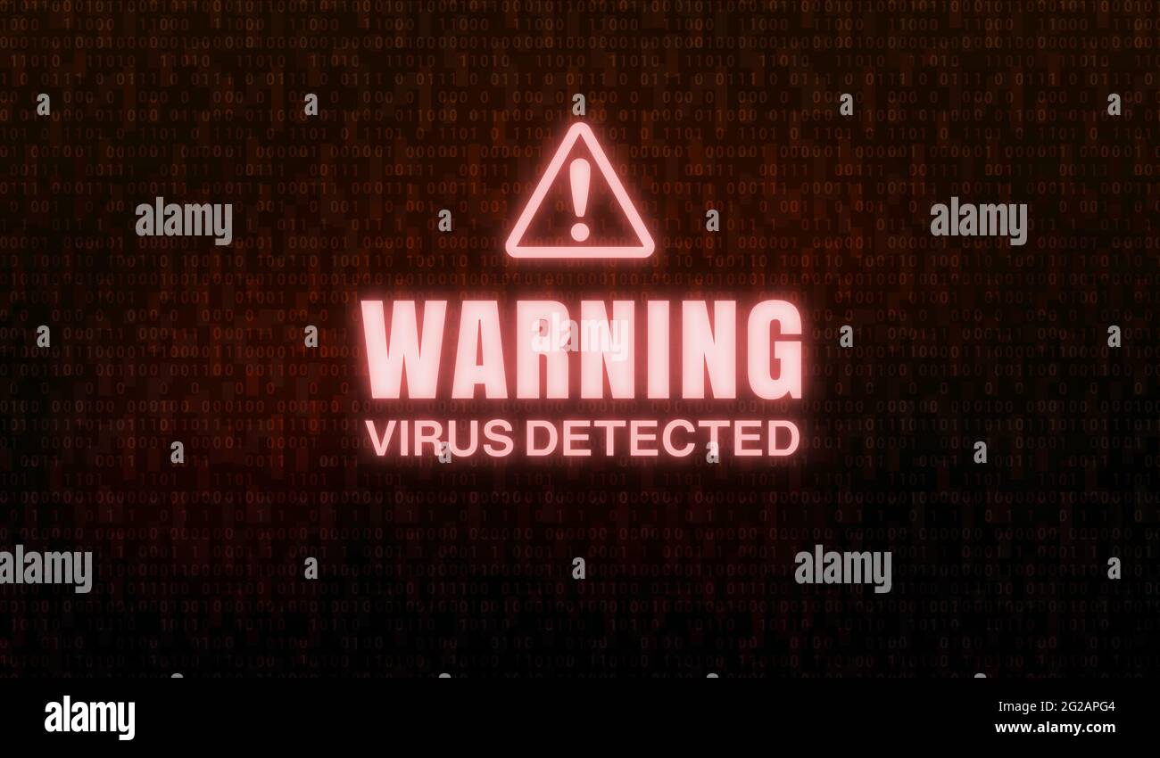 Warning sign on PC screen ( computer virus, hacking etc. ) Stock Photo