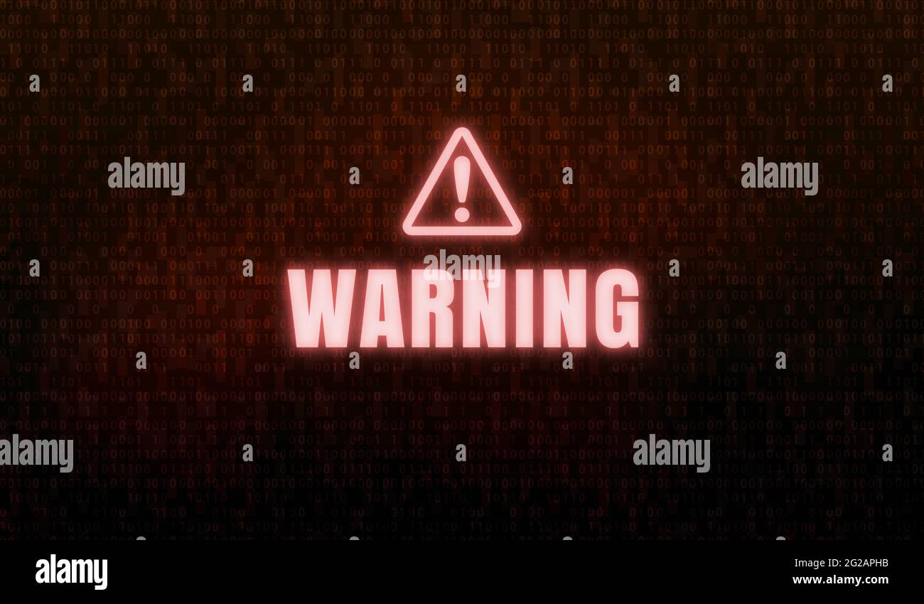 Warning sign on PC screen ( computer virus, hacking etc. ) Stock Photo