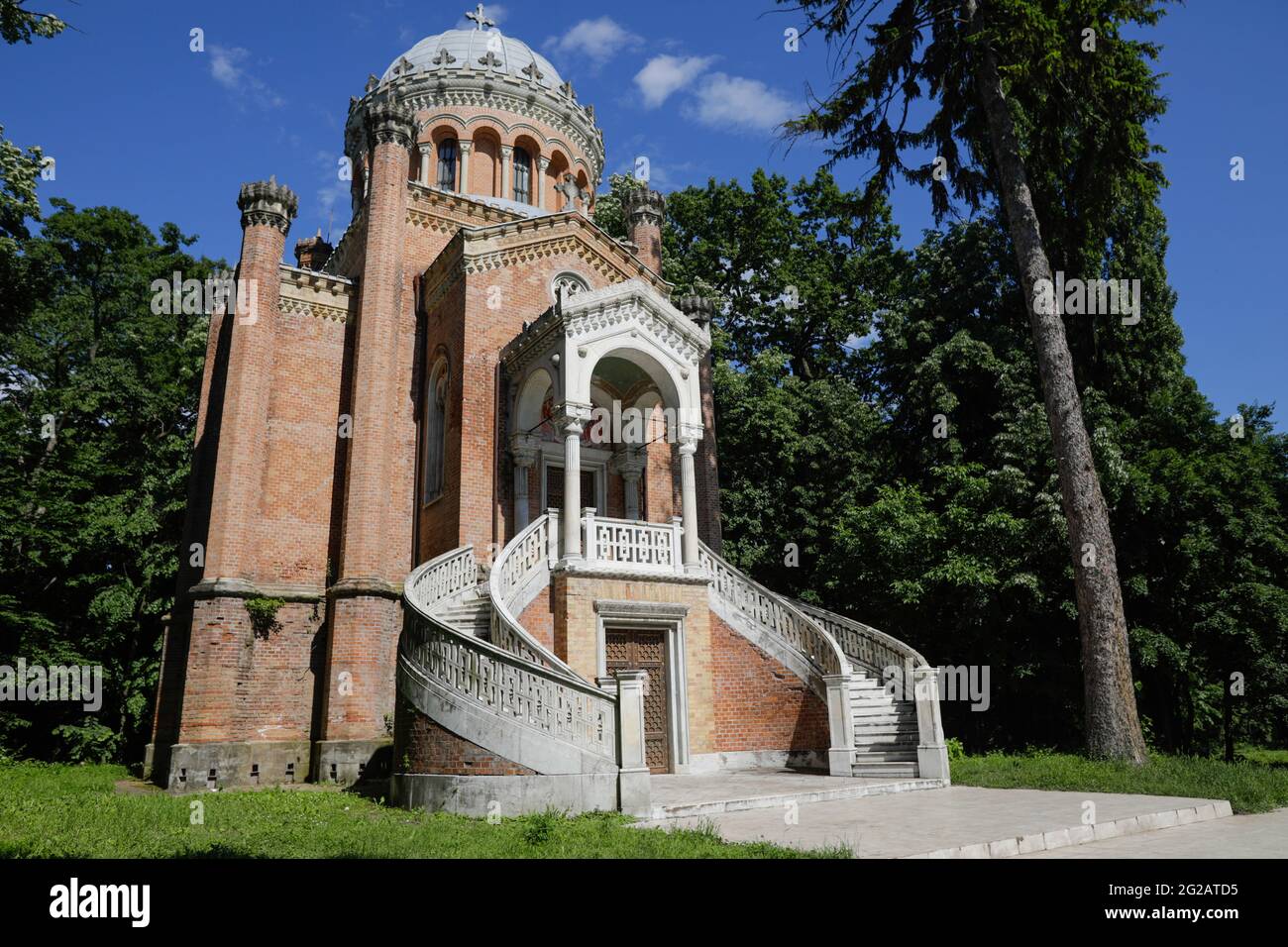 Buftea, Romania - June 6, 2021: Holy Trinity Chapel at the Stirbey Palace (domeniul Stirbey). Stock Photo