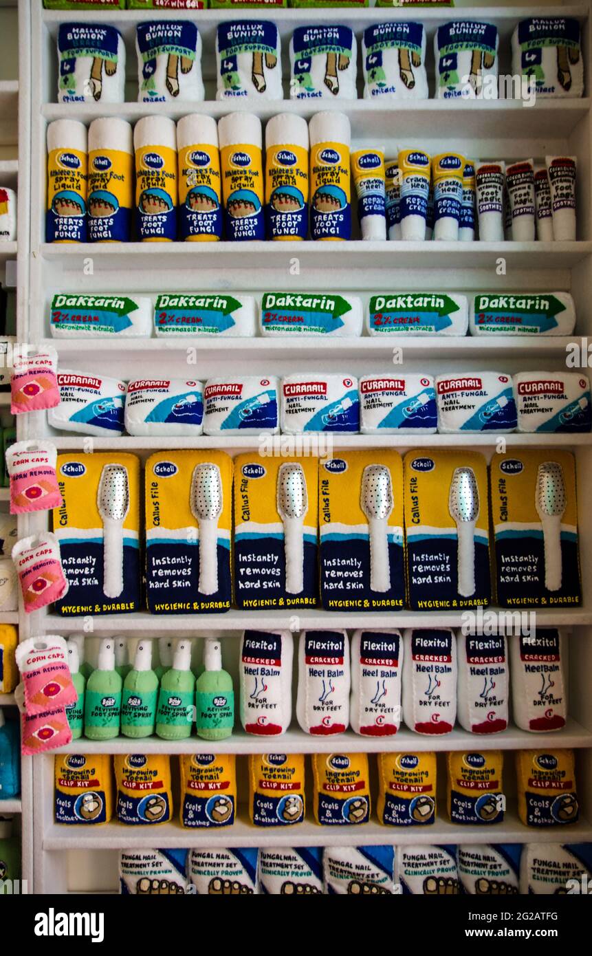 Lucy Sparrow recreates chemist shop made entirely from felt