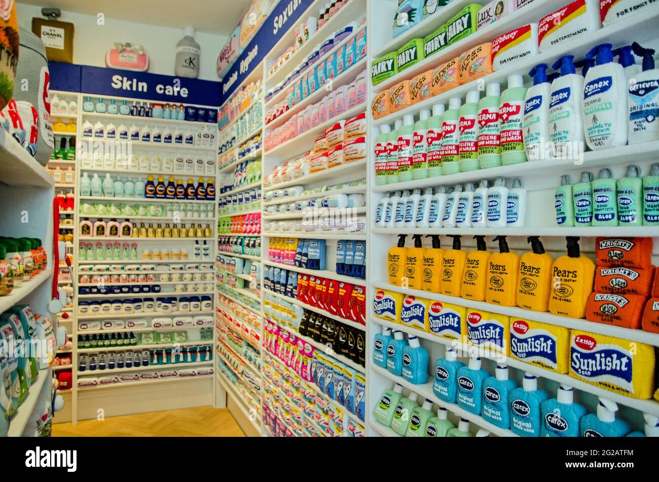 Lucy Sparrow recreates chemist shop made entirely from felt