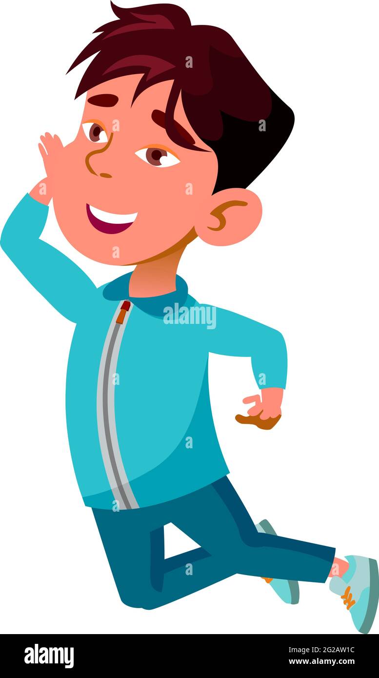 happy boy kid jumping on trampoline cartoon vector Stock Vector Image ...
