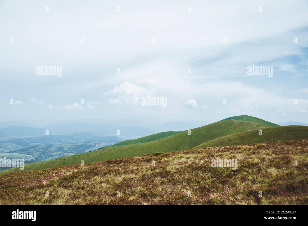 Carpathians, Ukraine: Polonina Borzava hightland lanscape view Stock Photo