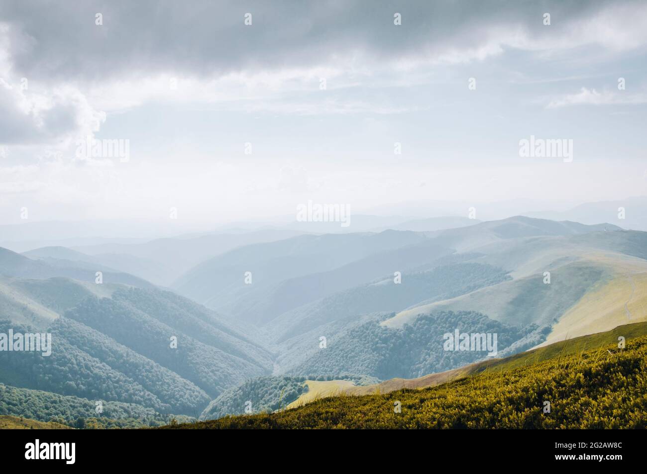 Carpathians, Ukraine: Polonina Borzava hightland lanscape view Stock Photo