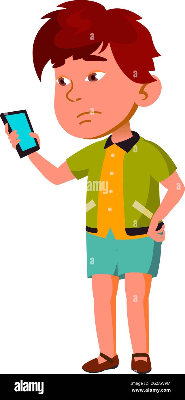 sad boy reading message on phone display cartoon vector Stock Vector Image  & Art - Alamy