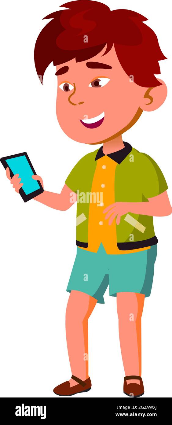 excited boy reading story on digital book cartoon vector Stock Vector ...