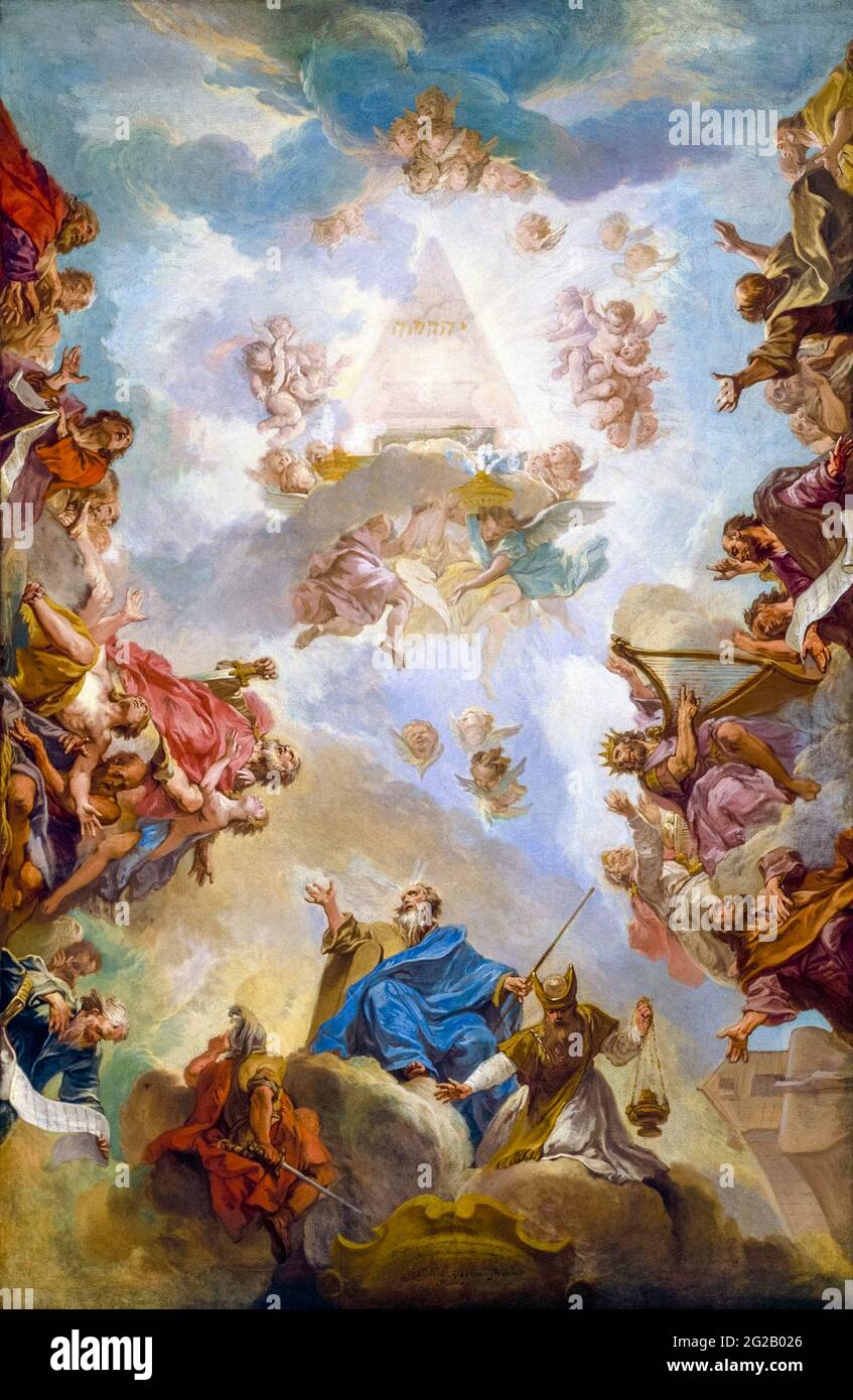 Prophets and Kings of the Old Testament Adoring the Name of Jehovah , painting by Nicolas Bertin, 1718 Stock Photo