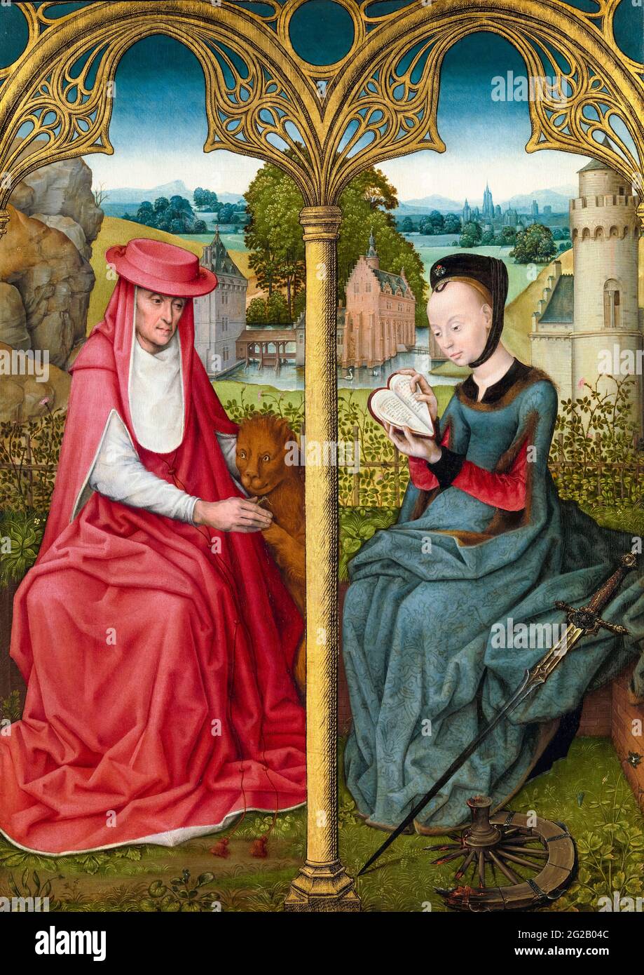 St Jerome and St Catherine of Alexandria, painting by unknown artist, circa 1480-1490 Stock Photo