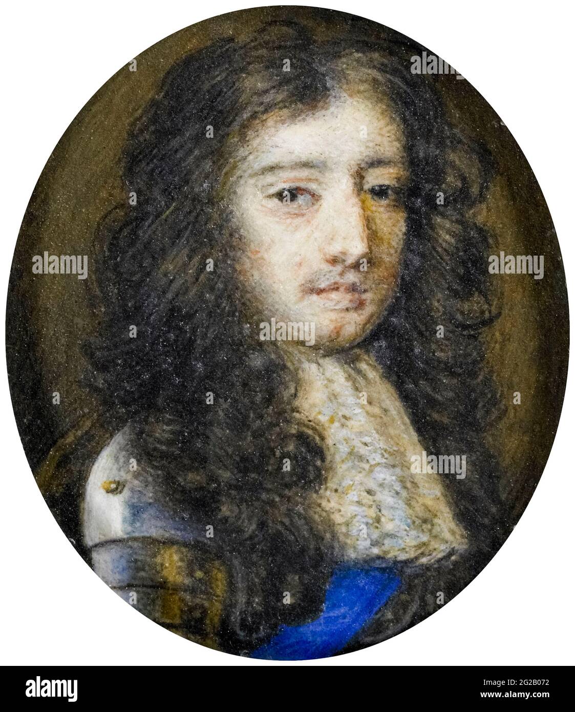 William III (1650-1702) Prince of Orange and King of England (1689-1702), portrait miniature by Richard Gibson after Peter Lely, 1675-1680 Stock Photo