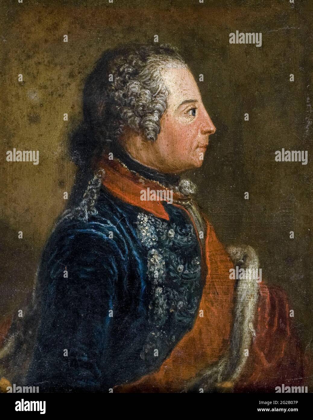 Frederick II (1712-1786), aka Frederick the Great, King of Prussia, portrait miniature by unknown artist, 1750-1770 Stock Photo