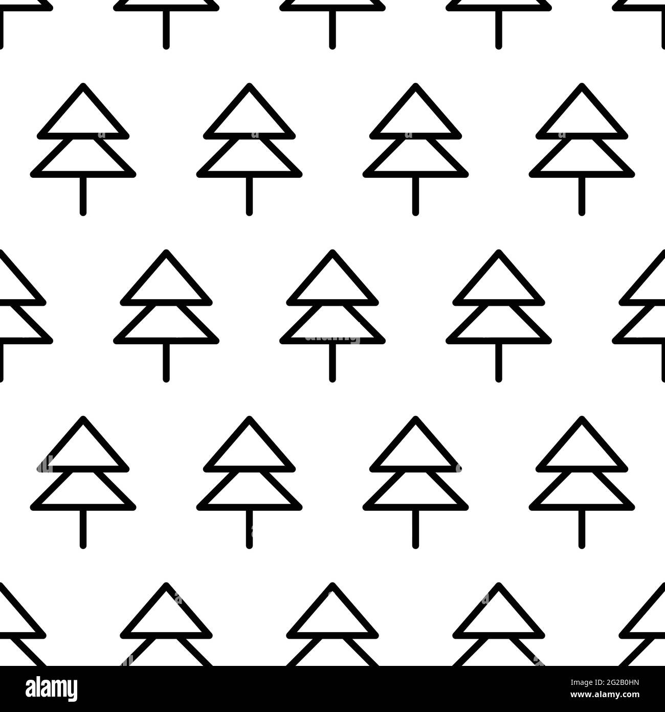 Black and white seamless pattern with fir tree icon. Vector trees ...