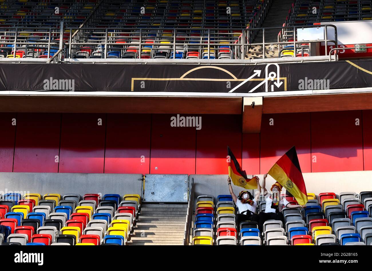 Test match for Euro 2020, Merkur-Spiel-Arena Düsseldorf: Germany - Latvia 7:1;  (GER). 1000 spectators were allowed in the wide round of the stadium. Stock Photo