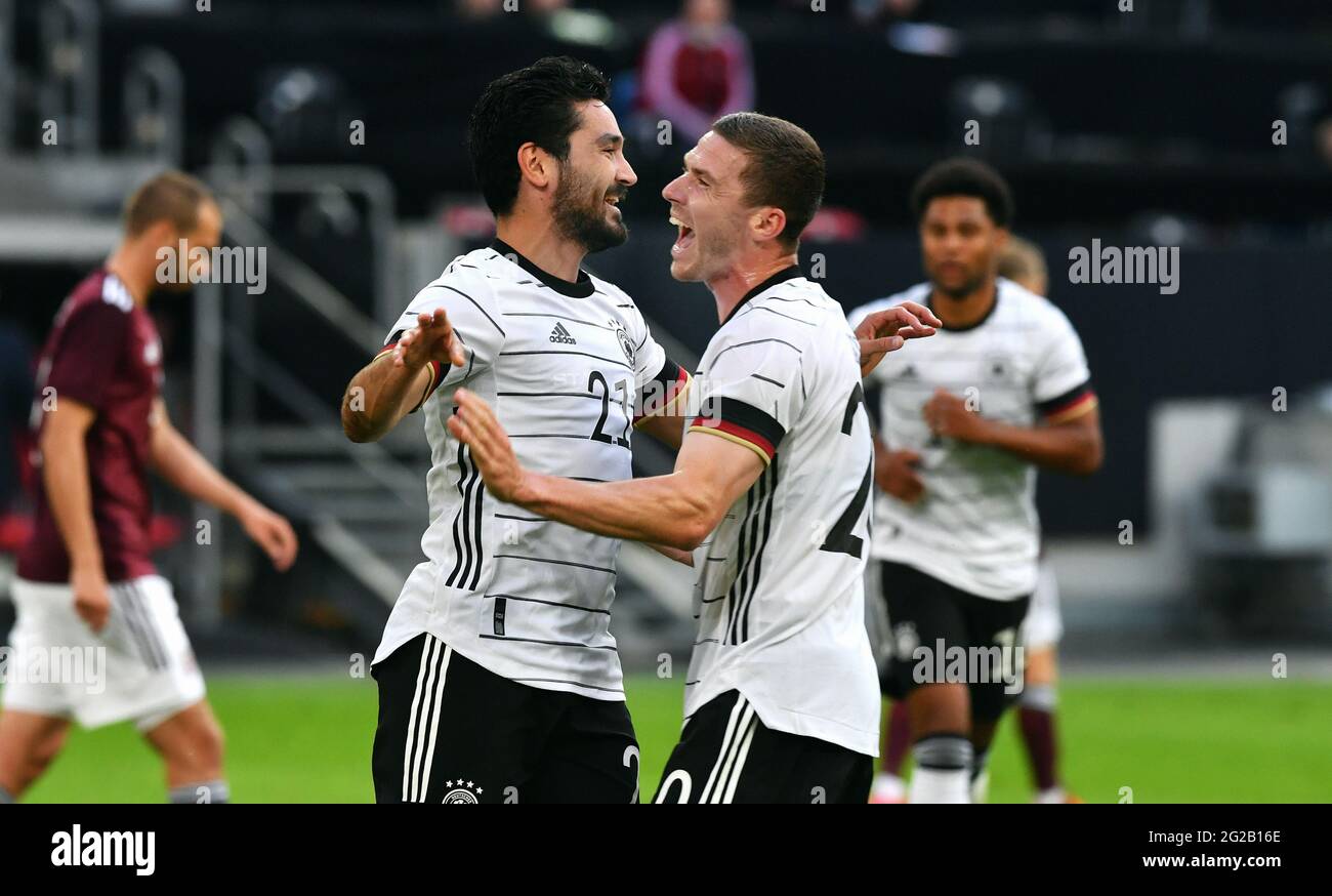 Test match for Euro 2020, Merkur-Spiel-Arena Düsseldorf: Germany - Latvia 7:1; Ilkay Gündogan (GER) and Robin Gosens (GER) celebrate. Stock Photo