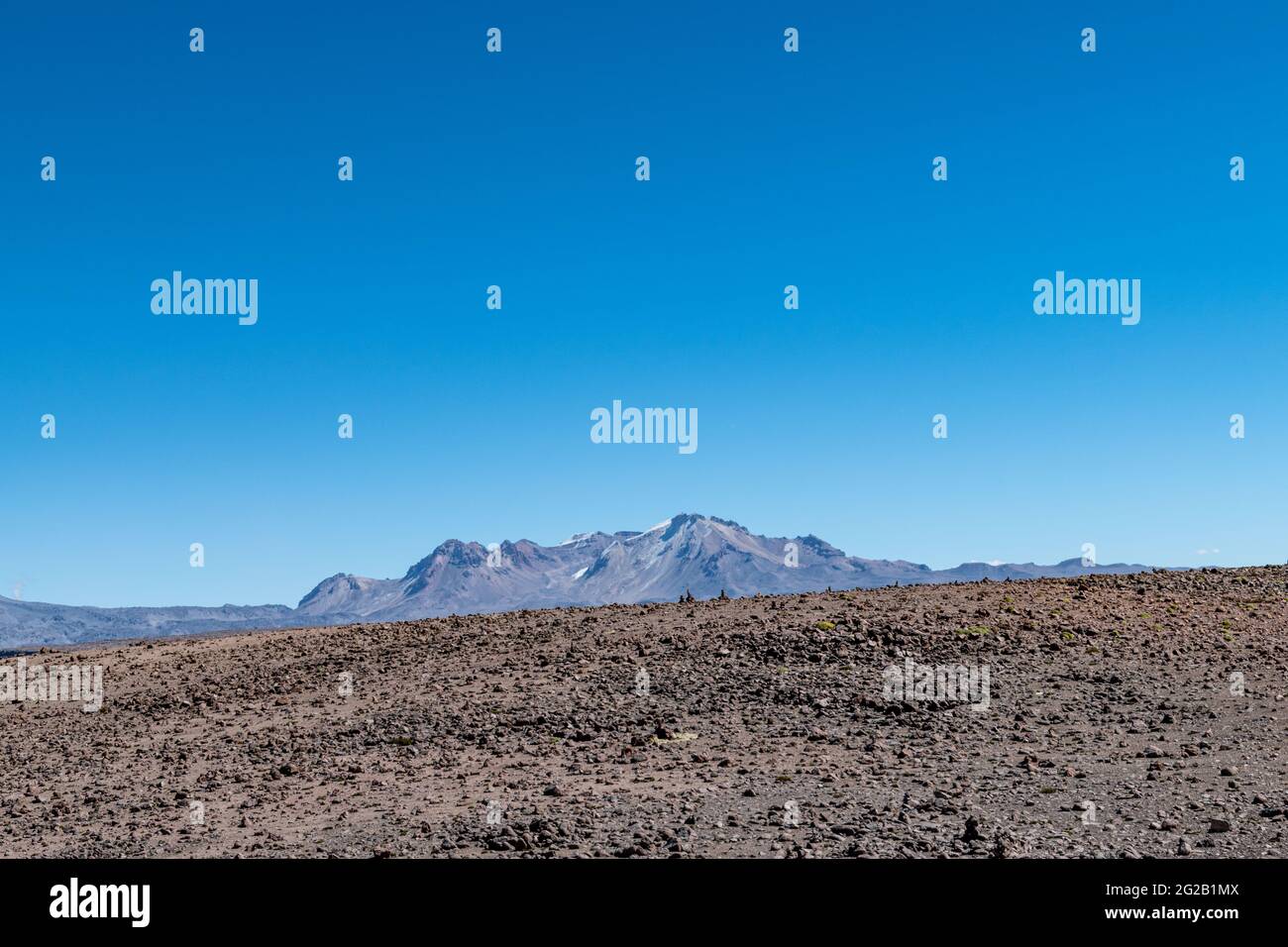 High altitude scenery at the Mirador de los Andes, a viewpoint at the highest point on the road between Arequipa and the Colca Canyon, Peru Stock Photo