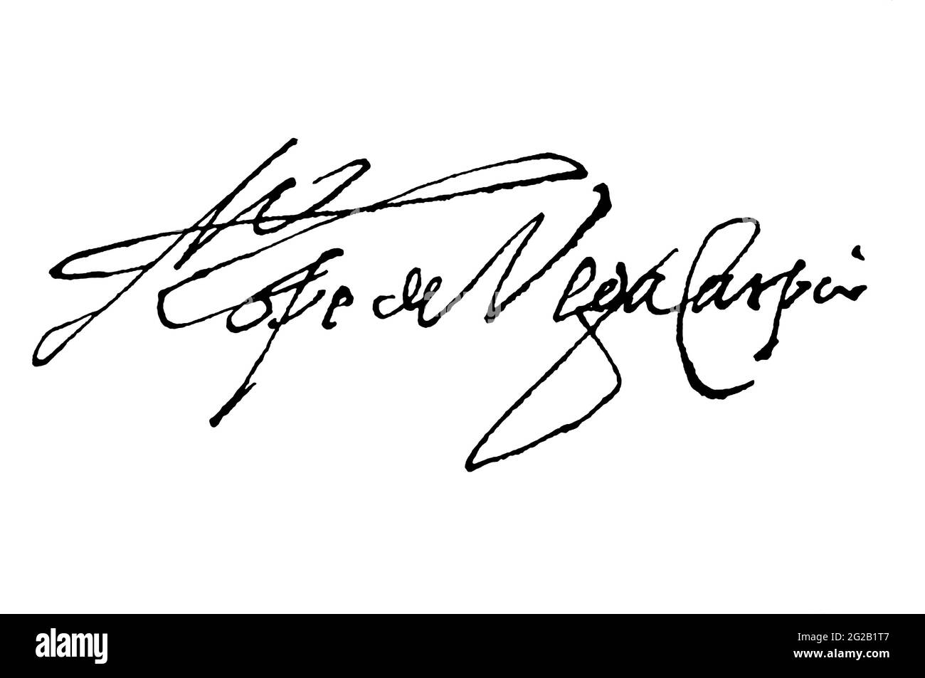 Lope de Vega signature. Spanish playwright and key figure in the Spanish Golden Age of literature Stock Photo