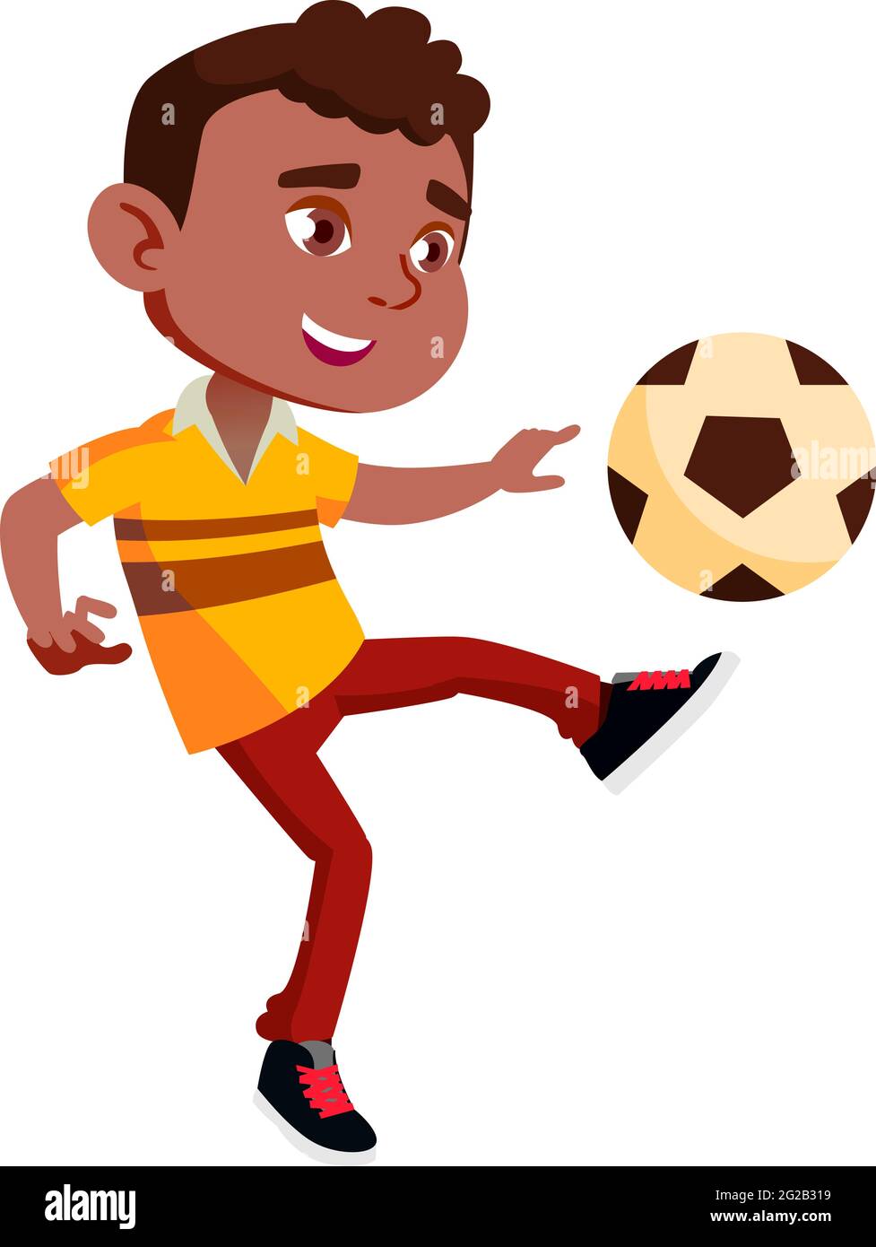 indian boy play football with ball cartoon vector Stock Vector Image