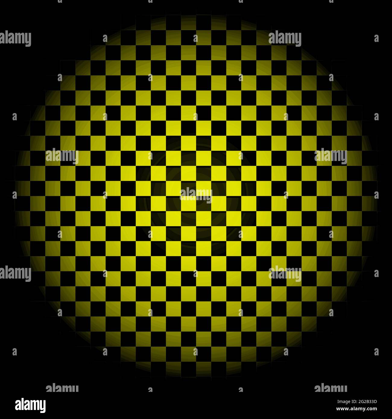 Yellow checkered background in circle Stock Photo