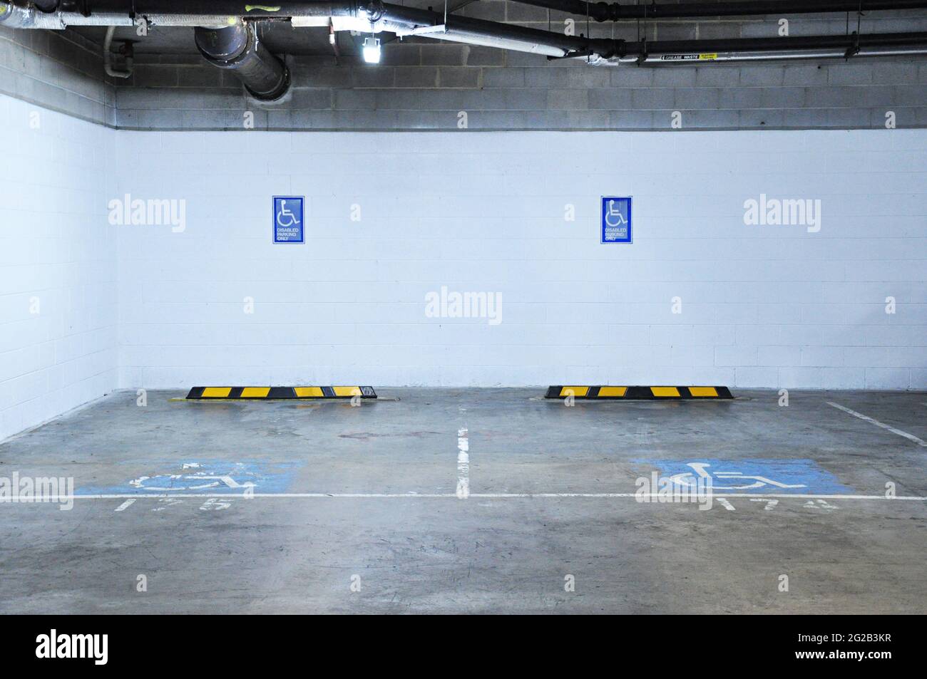 Indoor parking for disabled Stock Photo