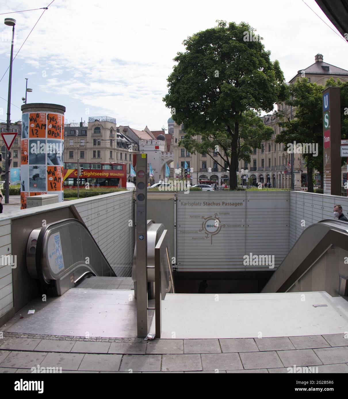 Entrance to Munich Subway - MUNICH, GERMANY - JUNE 03, 2021 Stock Photo