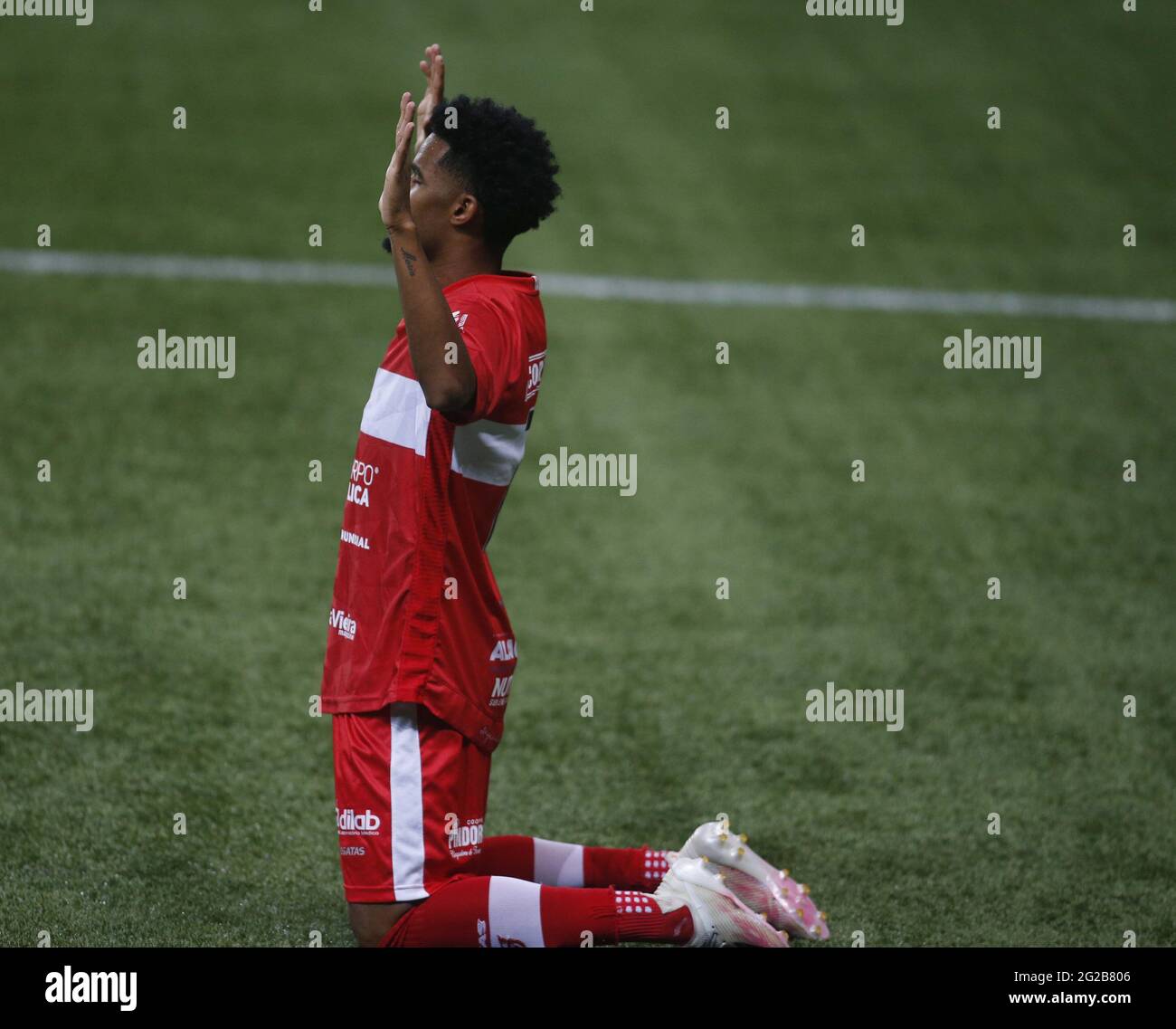 Diogo Silva do CRB celebrates saving penalty and thus winning penalty  competition for CRB during the Copa do Brasil football match between  Palmeiras v CRB at the Allianz Parque stadium in Sao