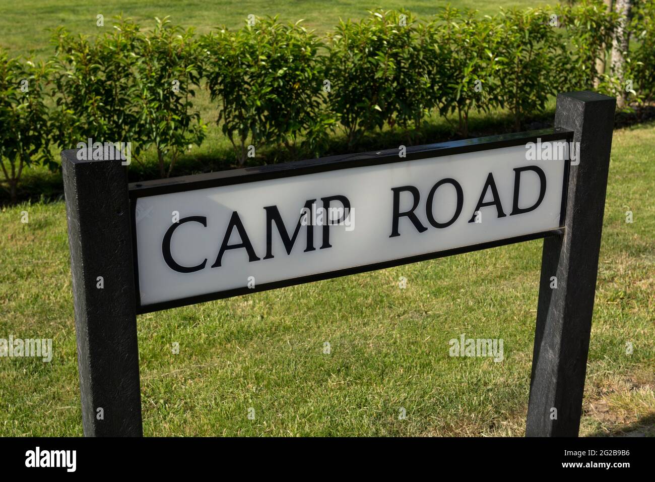 Camp Road sign, Heyford Park, Upper Heyford, Oxfordshire, England, UK Stock Photo