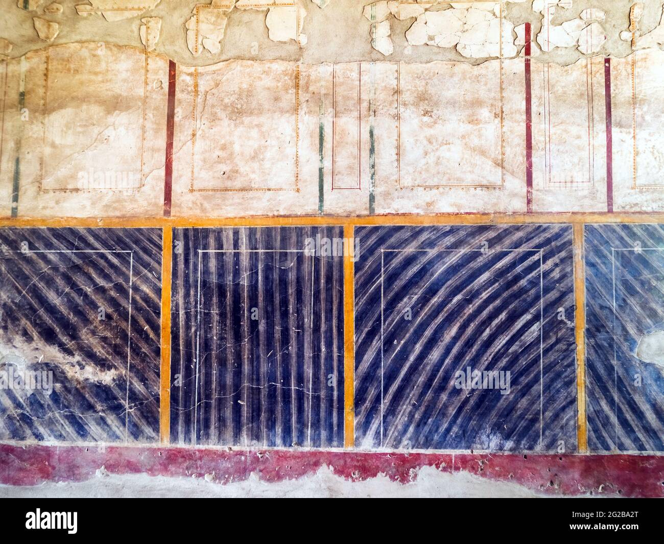 Fresco decorated wall - Oplontis known as Villa Poppaea in Torre Annunziata - Naples, Italy Stock Photo