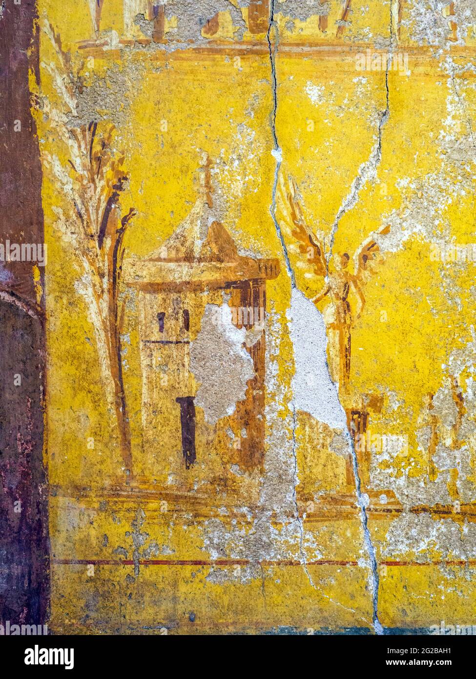 Fresco decorated wall detail - Oplontis known as Villa Poppaea in Torre Annunziata - Naples, Italy Stock Photo