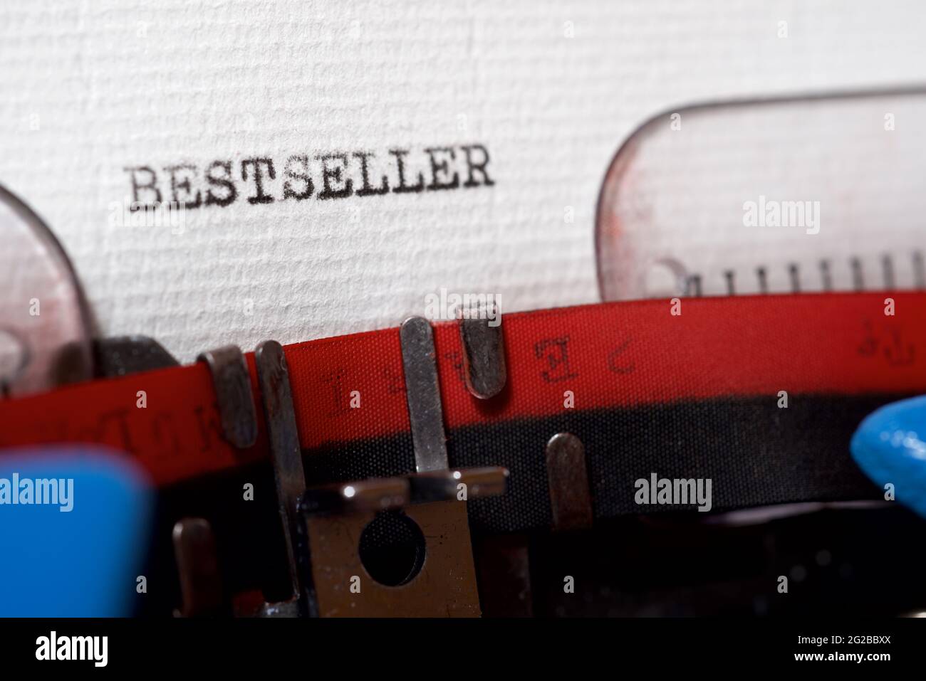 The word bestseller written with a typewriter. Stock Photo