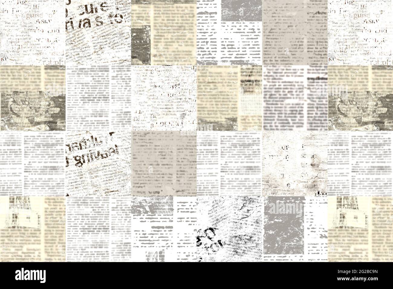 Newspaper paper grunge newsprint patchwork seamless pattern background.  Trendy imitation sewn pieces of newspapers in patchwork style. Yellow gray  art Stock Photo - Alamy