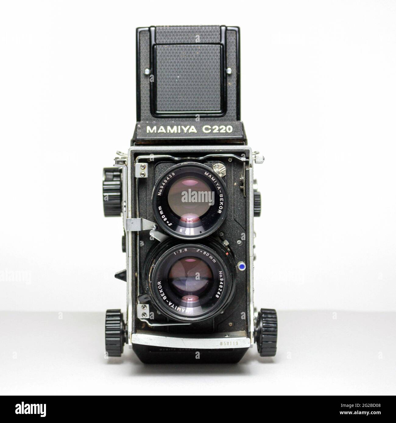 Mamiya c220 twin lens reflex medium format film camera. Stock Photo