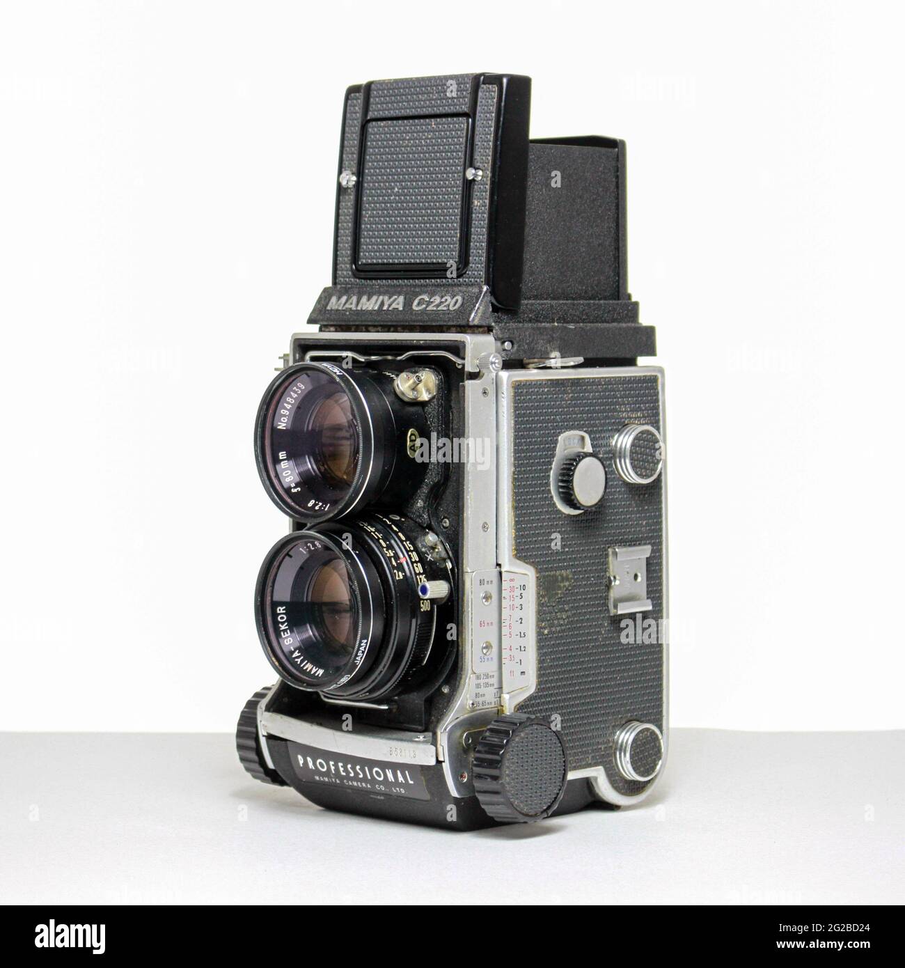 Mamiya c220 twin lens reflex medium format film camera. Stock Photo