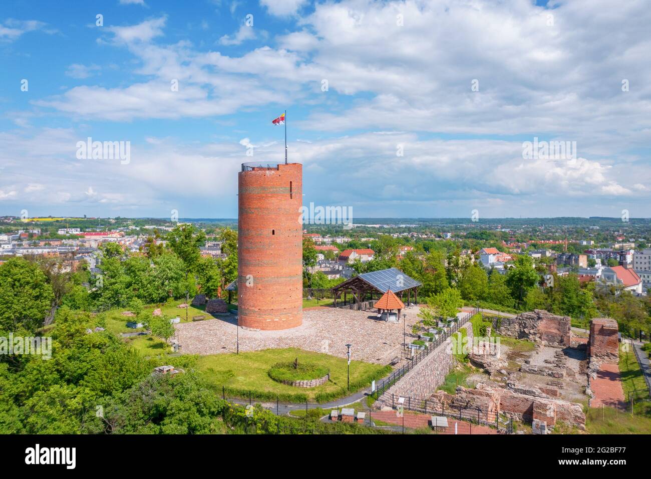 Grudziadz, Poland. Aerial view of Klimek Tower, the last remaining part of the Grudziadz Castle Stock Photo