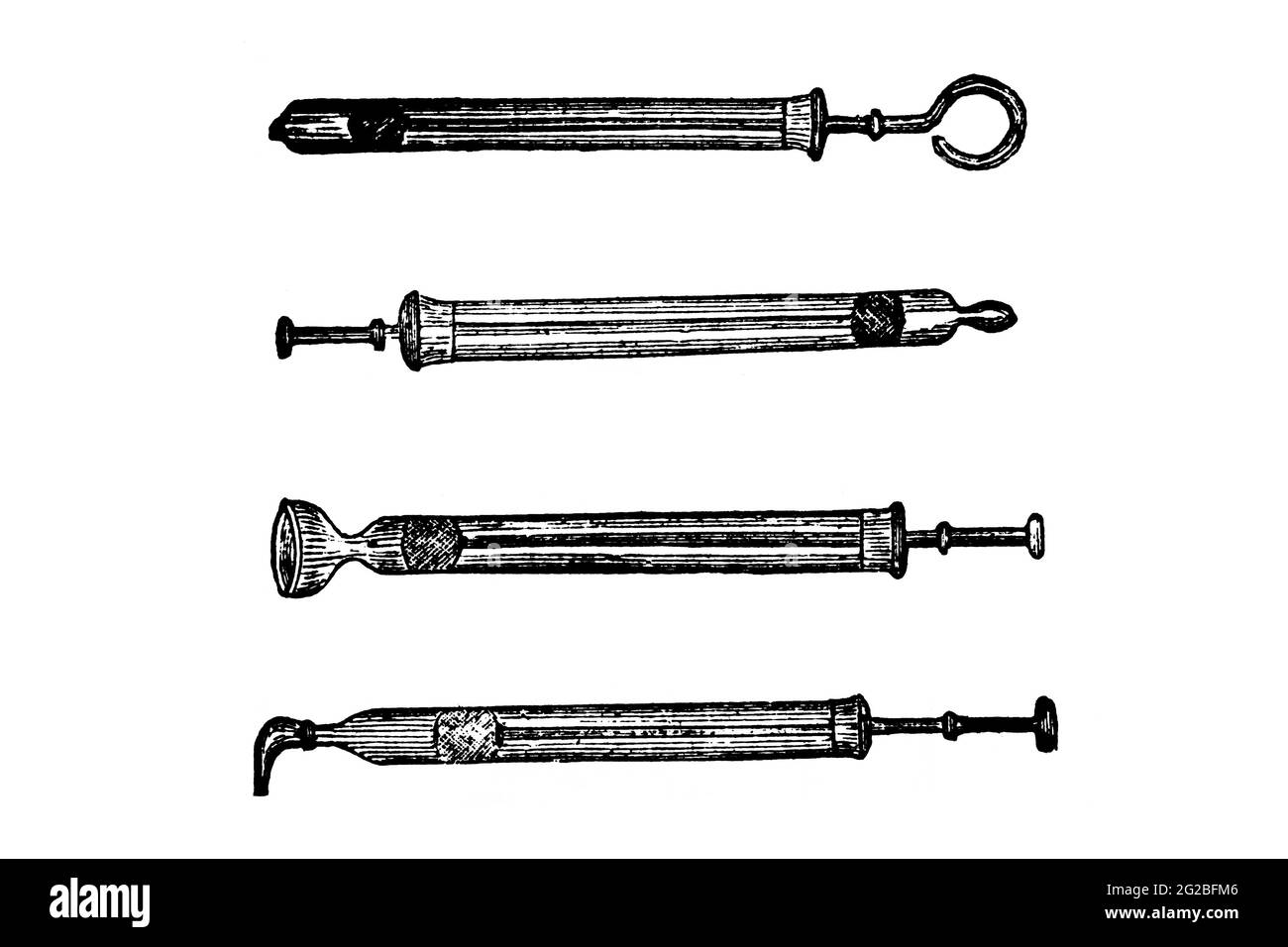 Glass Syringes for nose, eyes and ears 1897 Original Vintage Engraved