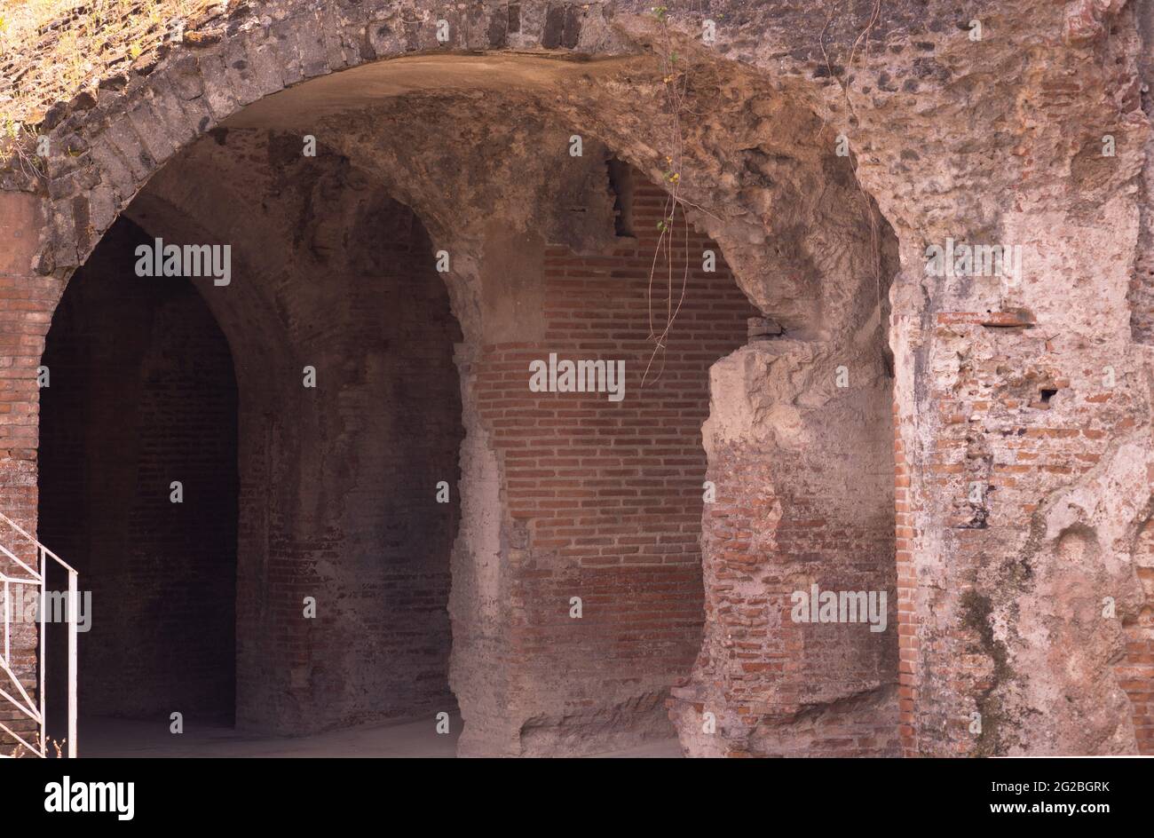Columns in poor condition of the Amphitheater of Capua Stock Photo