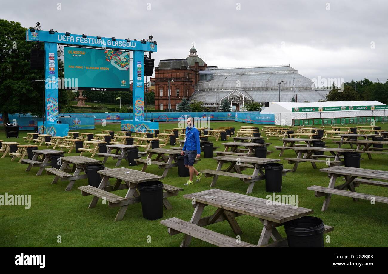 A general view of the UEFA EURO 2020 Fan Zone at Glasgow Green. Picture