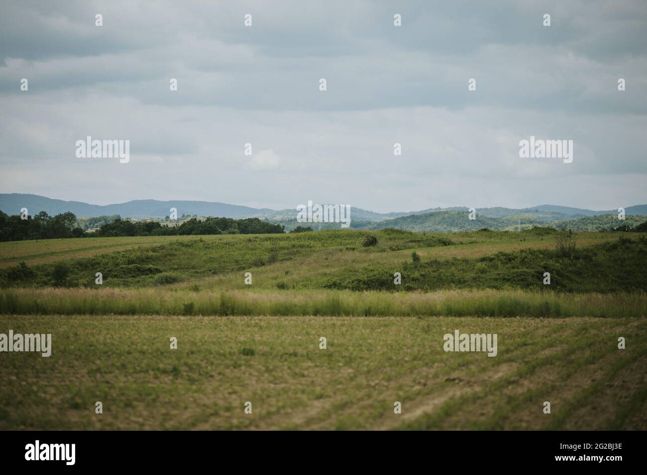 Agricultural field on a cloudy day Stock Photo - Alamy