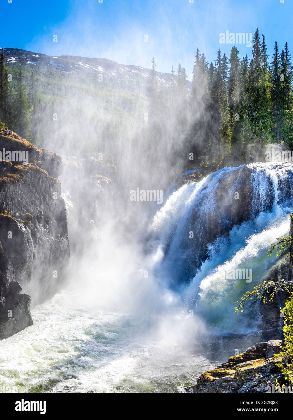 A famous waterfall in Hemsedal, Norway. Stock Photo