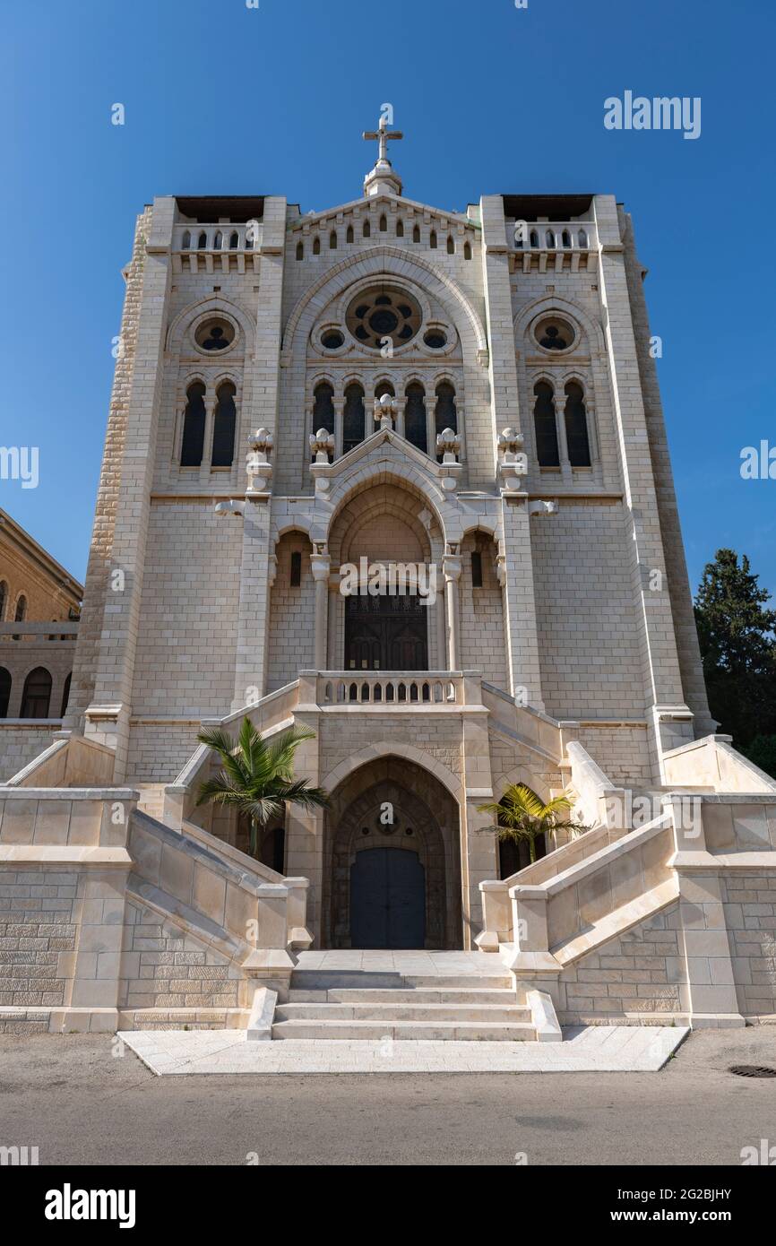 The Selesian Church of Jesus the Adolescent is one of the most notable landmarks of the Nazareth. Israel Stock Photo