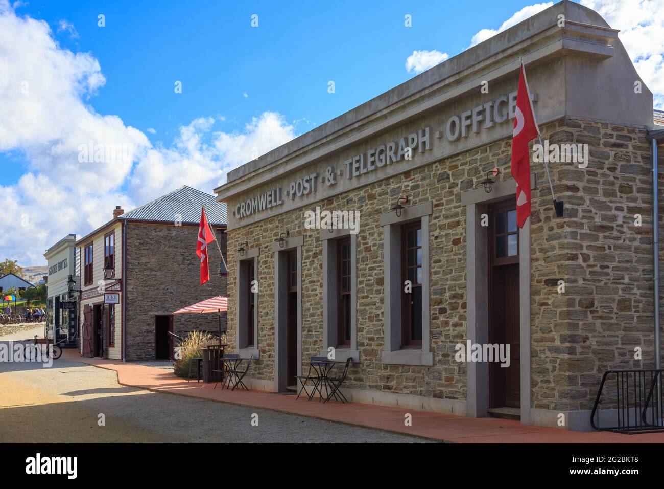 The Post & Telegraph Office in the Cromwell Heritage Precinct, a collection of historic buildings in the town of Cromwell, New Zealand Stock Photo