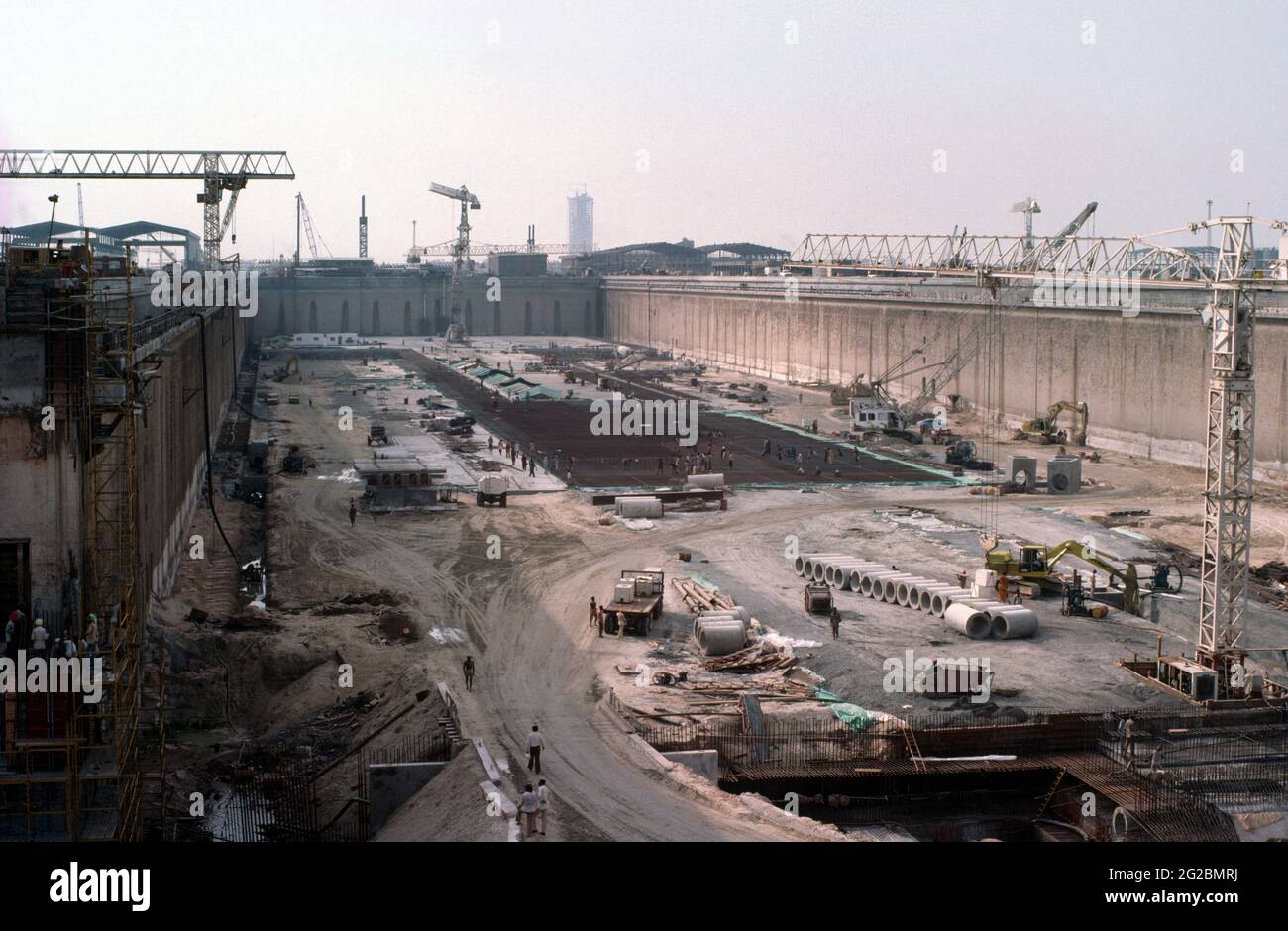 Dubai UAE Dubai Dry Dock Construction 1977 Stock Photo