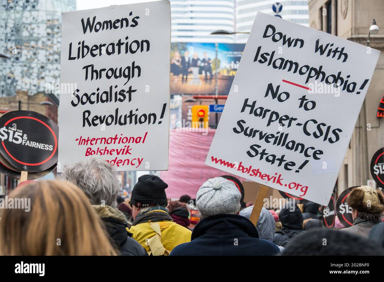 International Women's Day March, Toronto, Canada-March 7, 2015 Stock Photo