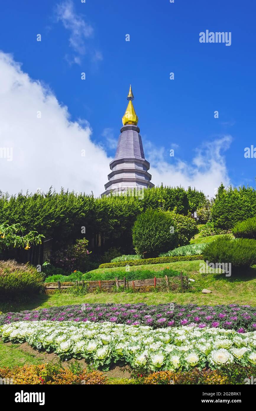 Napaphol Bhumisiri pagoda at Inthanon mountain in Chiang Mai province, Thailand. Stock Photo