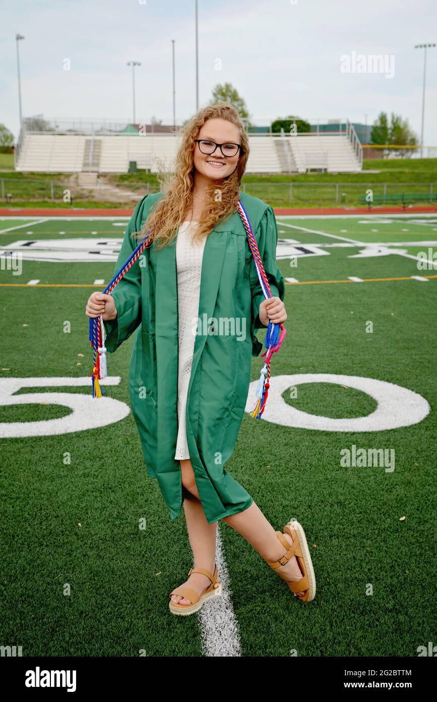 Beautiful young high school graduate with blonde hair Stock Photo