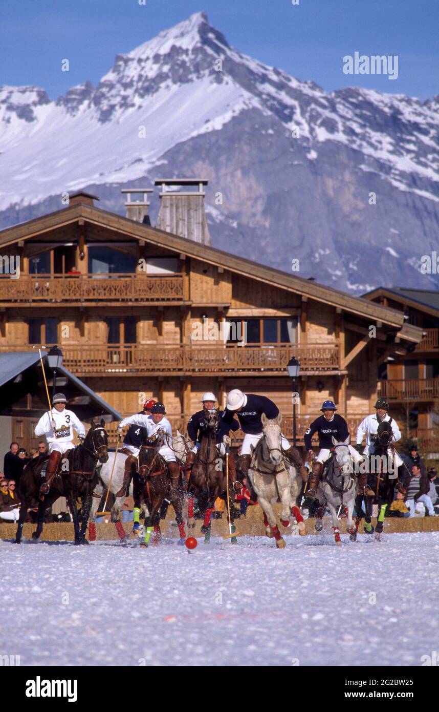 FRANCE. HAUTE-SAVOIE (74) VAL D'ARLY AND MONT-BLANC COUNTRY. MEGEVE SKI RESORT. POLO Stock Photo