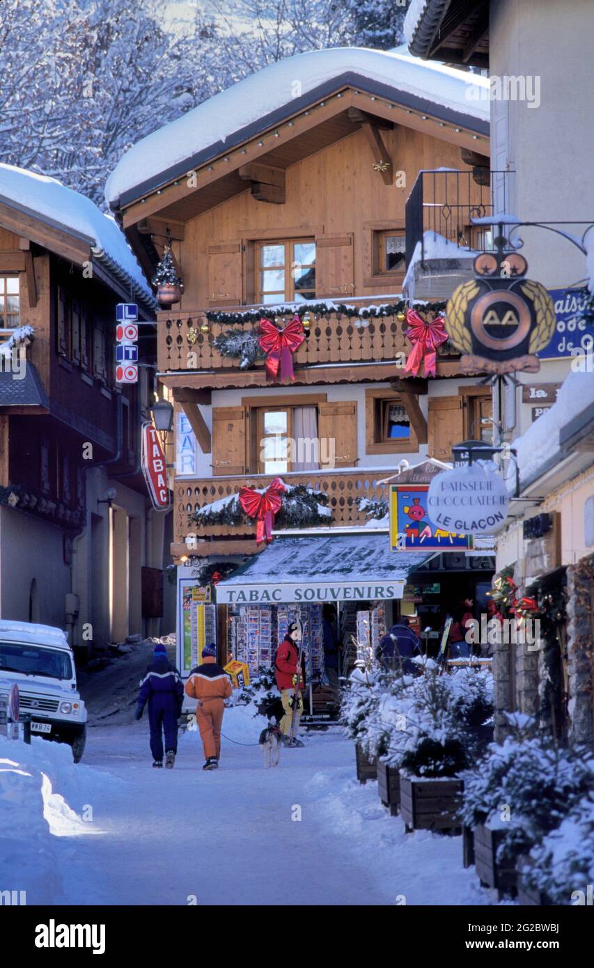 FRANCE. HAUTE-SAVOIE (74) VAL D'ARLY AND MONT-BLANC COUNTRY. MEGEVE SKI RESORT Stock Photo