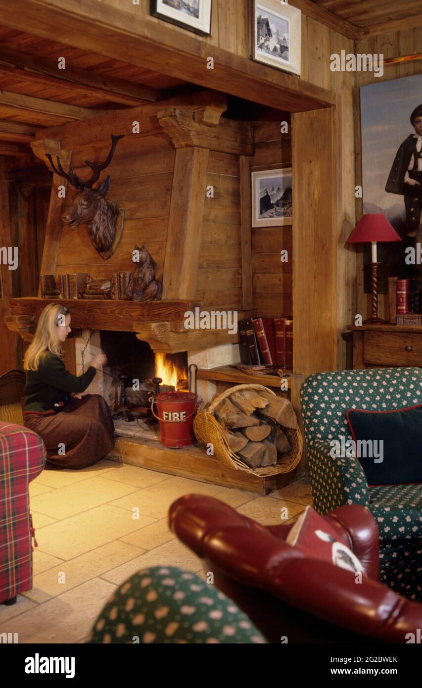 FRANCE. HAUTE-SAVOIE (74) VAL D'ARLY AND MONT-BLANC COUNTRY. MEGEVE SKI RESORT. CHALET SAINT-GEORGES HOTEL Stock Photo